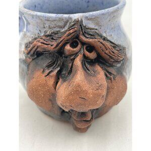 Handcrafted Ceramic Mug With Whimsical Face Design & Twisted Handle - Unique Gif